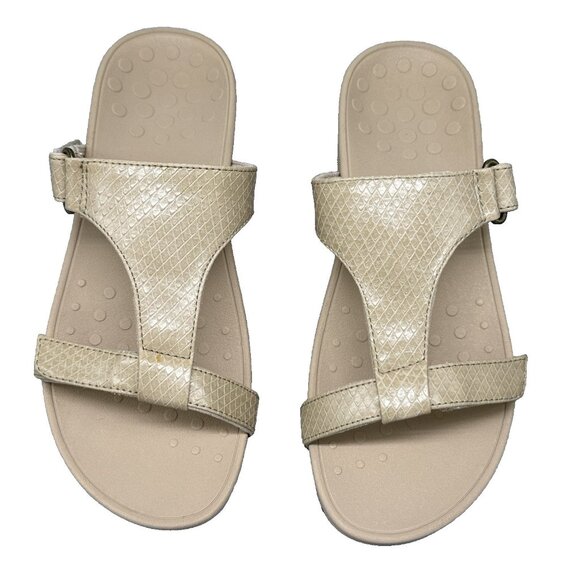 Womens Vionic Sandals Pacific Ellie Oat Beige Strappy Adjustable Wedge Sz 8 - Picture 1 of 10
